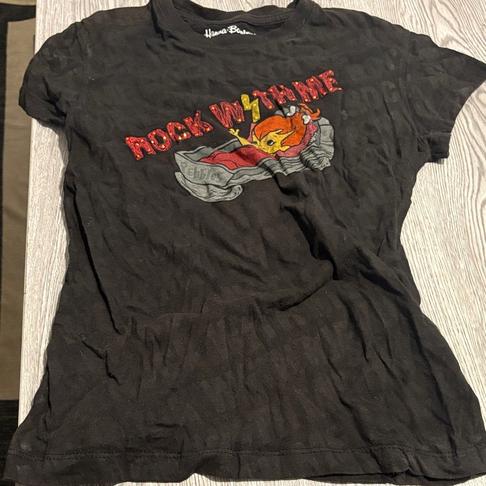 Amazing Rocker Pebbles Flintstone Black Kids T-Shirt